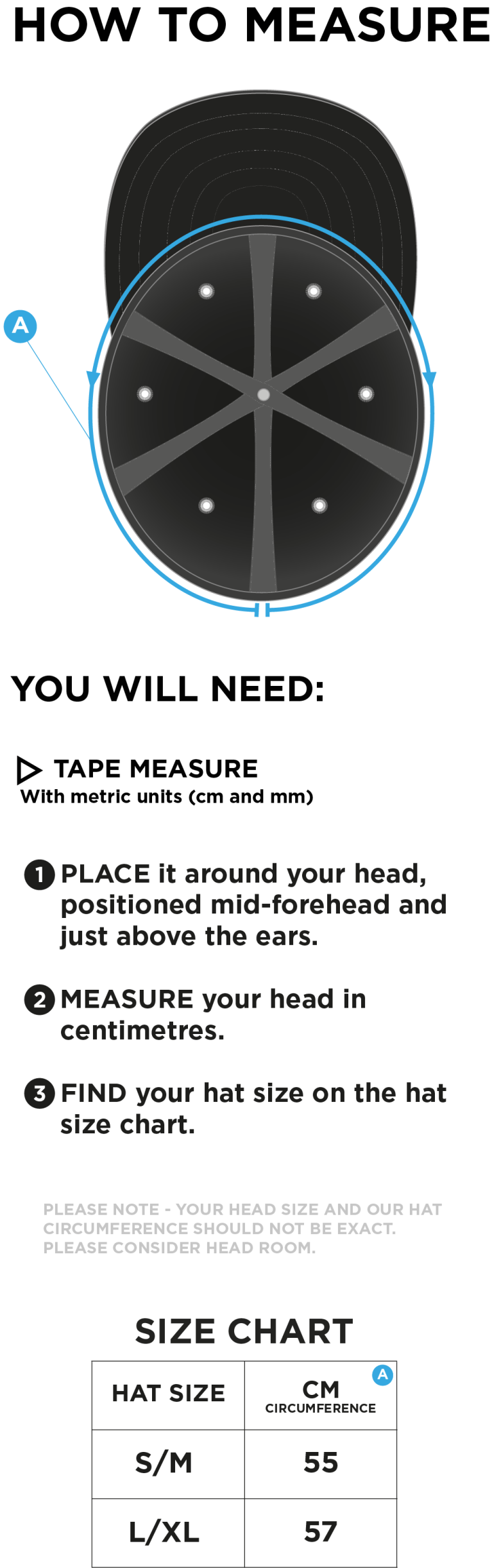 Bedworth CC - FUSE FLEXI FIT CAP - Size Guide