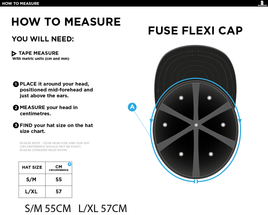 Bedworth CC - FUSE FLEXI FIT CAP - Size Guide